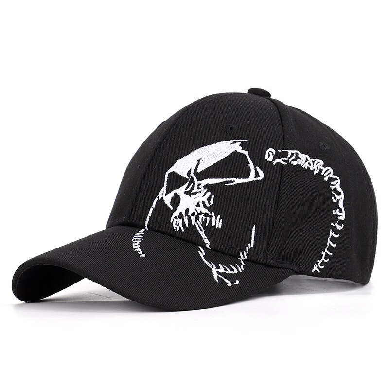 Geborduurde Schedel Cap Voor Mannen Katoen Sport Baseball Caps Mode Zwart Patroon Vrouwen Snapback Leger Mannelijke Cap Hip Hop bone
