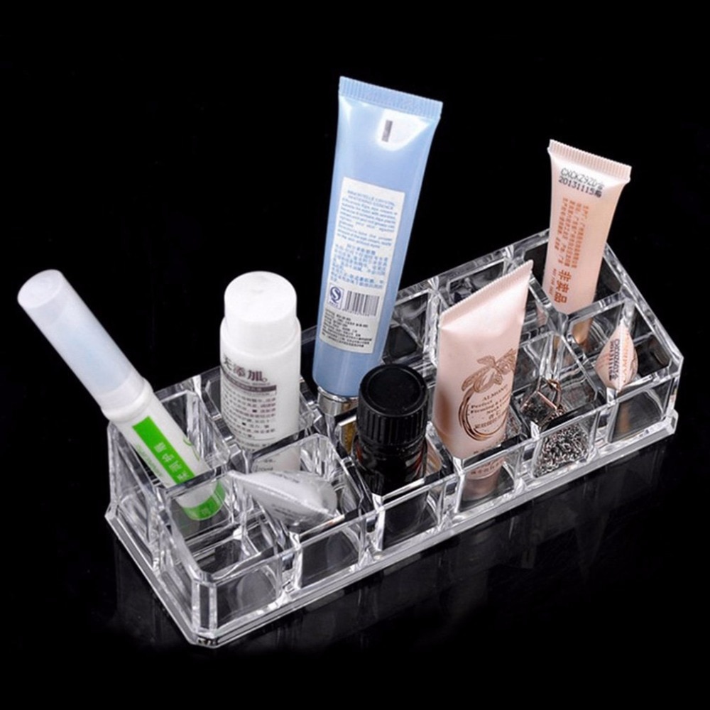 12 trapezium Helder Acryl Make-Up Display Lipstick Stand Case Make up Cosmetica Lip stick Organizer Houder Make-Up Tool Kit