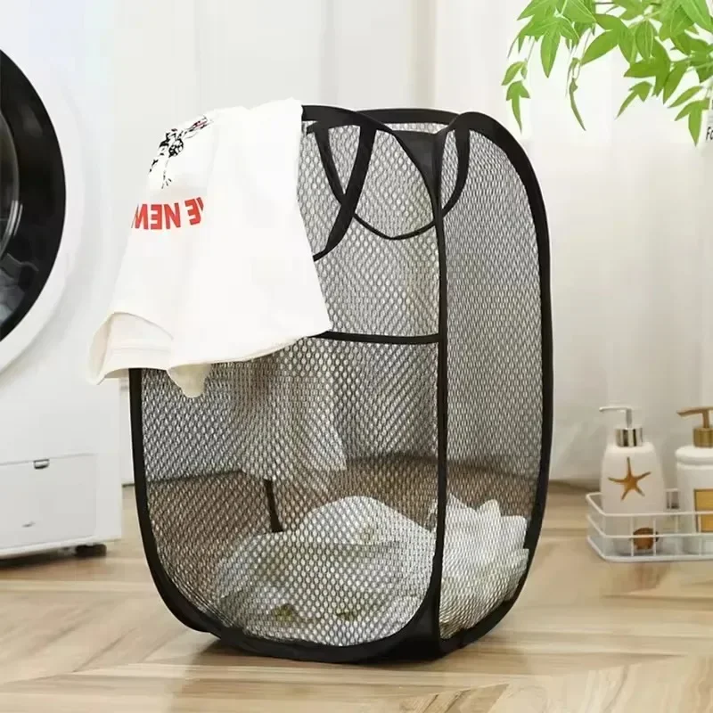 Opvouwbare vuile was Sorteermand Wasframe Badkamer Doek Mesh Opbergtas Frame Emmer Wasorganisatoren Opbergtas