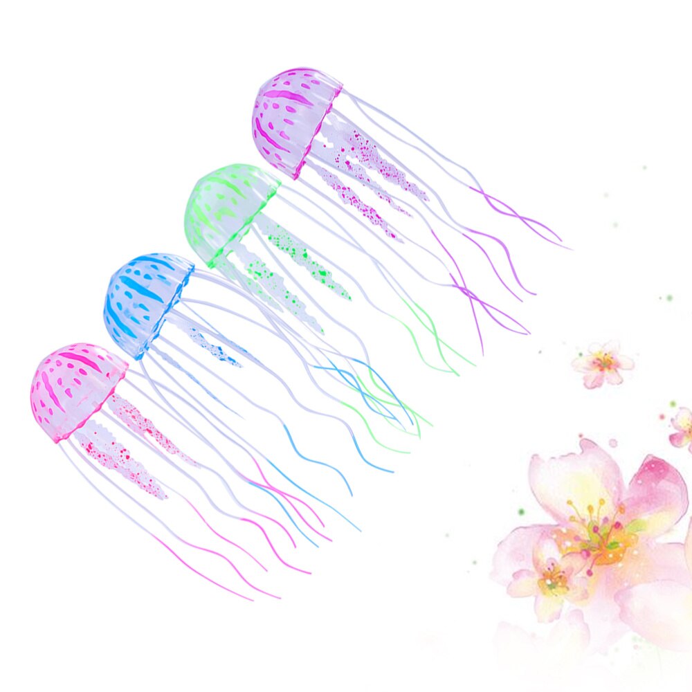 4Pcs Lichtgevende Simulatie Kwallen Kunstmatige Kwallen Versiering Creatieve Decor Voor Aquarium Fish Tank (Willekeurige Kleur)