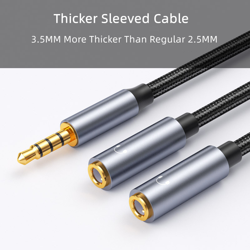 3.5mm- jack ljudkabel par dator mobiltelefon 1 to 2 ljudkabel högtalare hörlursdelare 4- sektion polport kontaktkabel