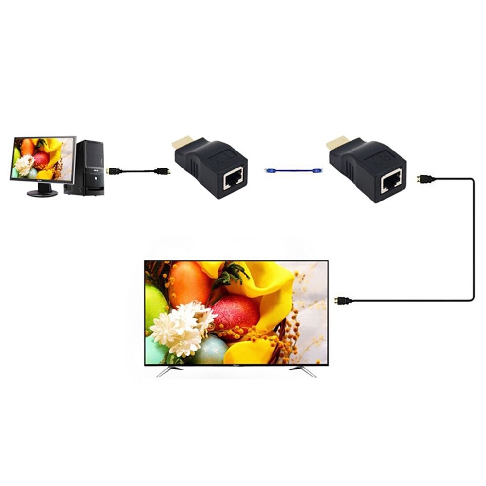 4k 3d hdmi 1.4 30m extender til  rj45 over cat 5e/6 netværk lan ethernet adapter