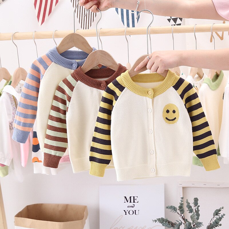 Herfst Winter Peuter Baby Jongens Meisjes Gebreide Trui Voor Jongens Vest Jas Kinderen Truien Jongens Kleding Met Smiley Tops 1-3 Y