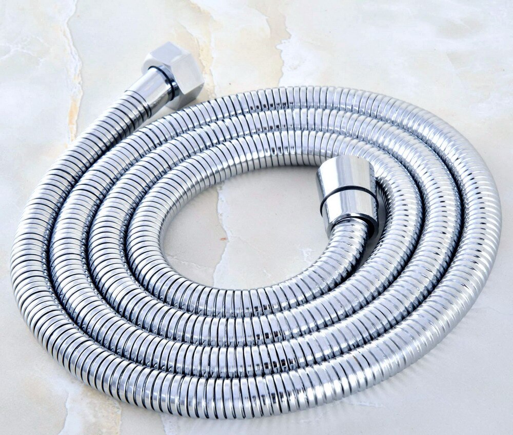 Brushed Nickel 150cm G1/2 Shower Hose Bathroom Accessories Brass Flexible Hose bath contect hand shower Nzh03: Polished Chrome