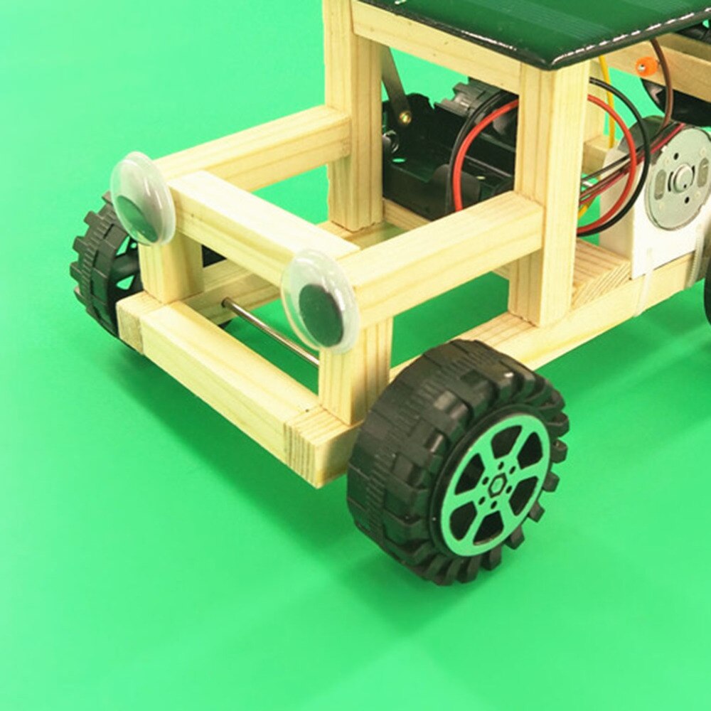 1pcs Wooden DIY Assembly Solar Car Scientific Educational Model Kit for Students Children