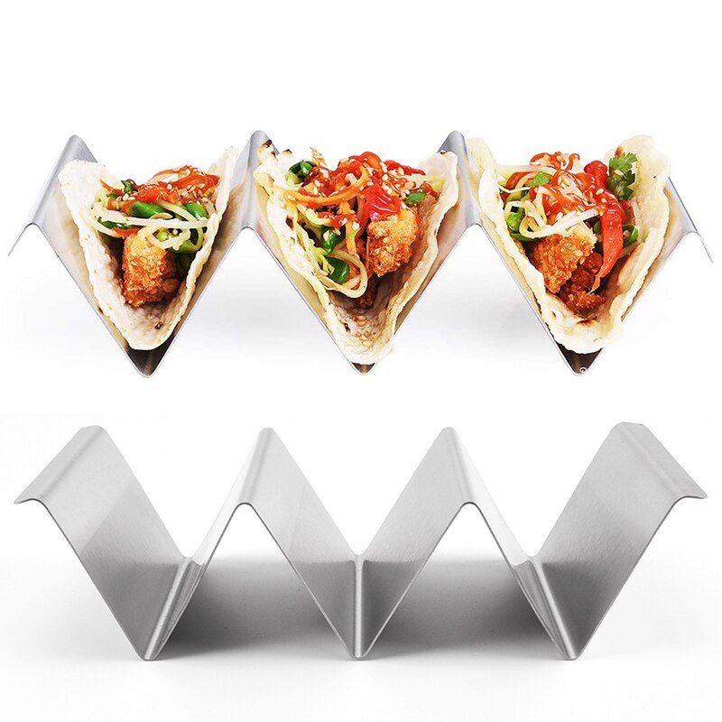 Stojak na pizzę rolada z ciasta uchwyt na półkę ze stali nierdzewnej Taco wytrzymały pojemnik na żywność z falą meksykańnarty stojak na naleśnik