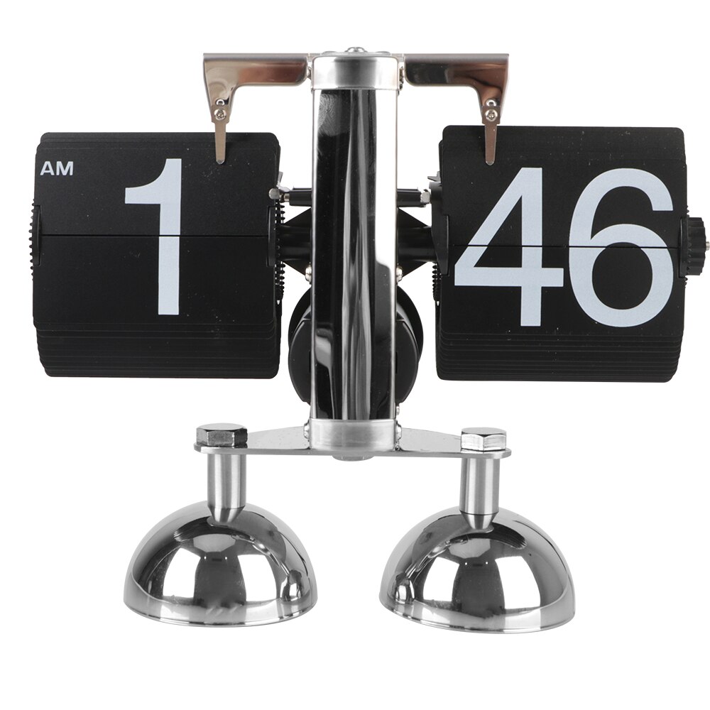 Hoomin digital klocka skrivbordsklocka retro flip clock flip intern växel manövrerad automatisk flip heminredning manövrerad kvartsklocka: Fötter svarta