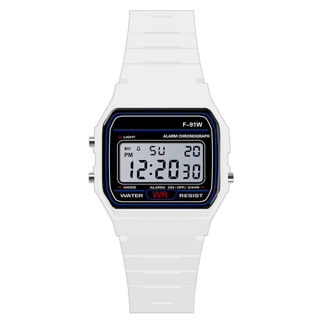 Classic Men Electronic Watch Analog Digital Sport Led Life Waterproof Wrist Watch Outdoor Hiking Camping Simple All-Match Watch: WHITE