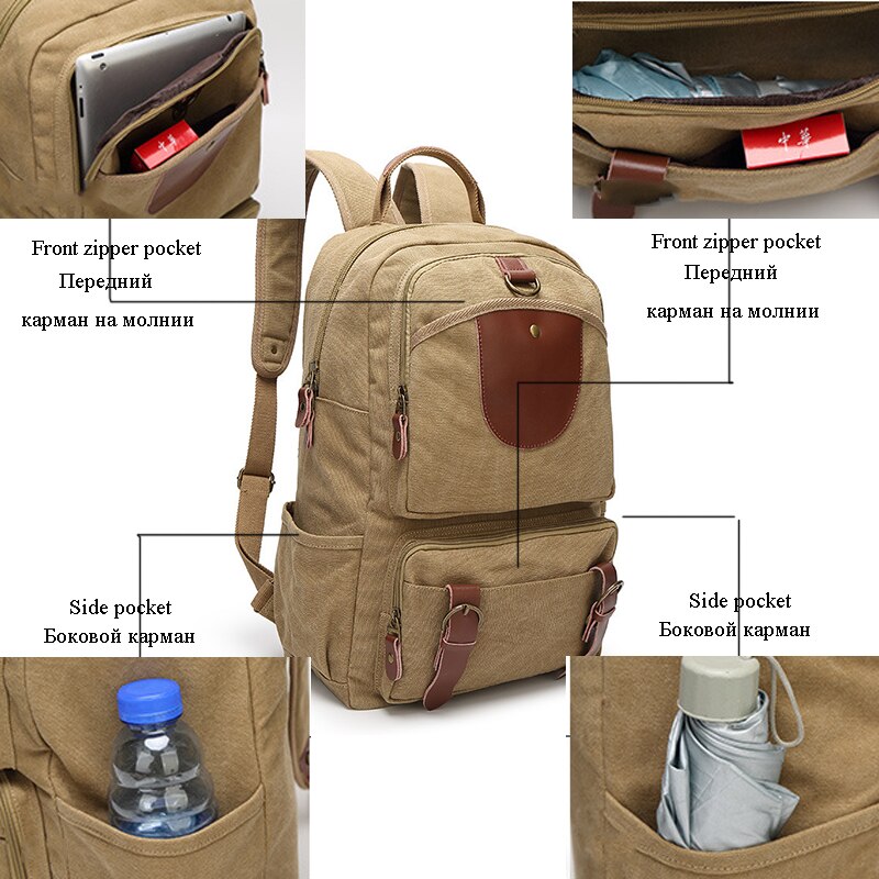 YUFANG Rugzak Grote Canvas Mannen Rugzak Preppy Styke Mannen Computer Rugzak All-Match Schooltas Voor Tiener Jongen Trendy