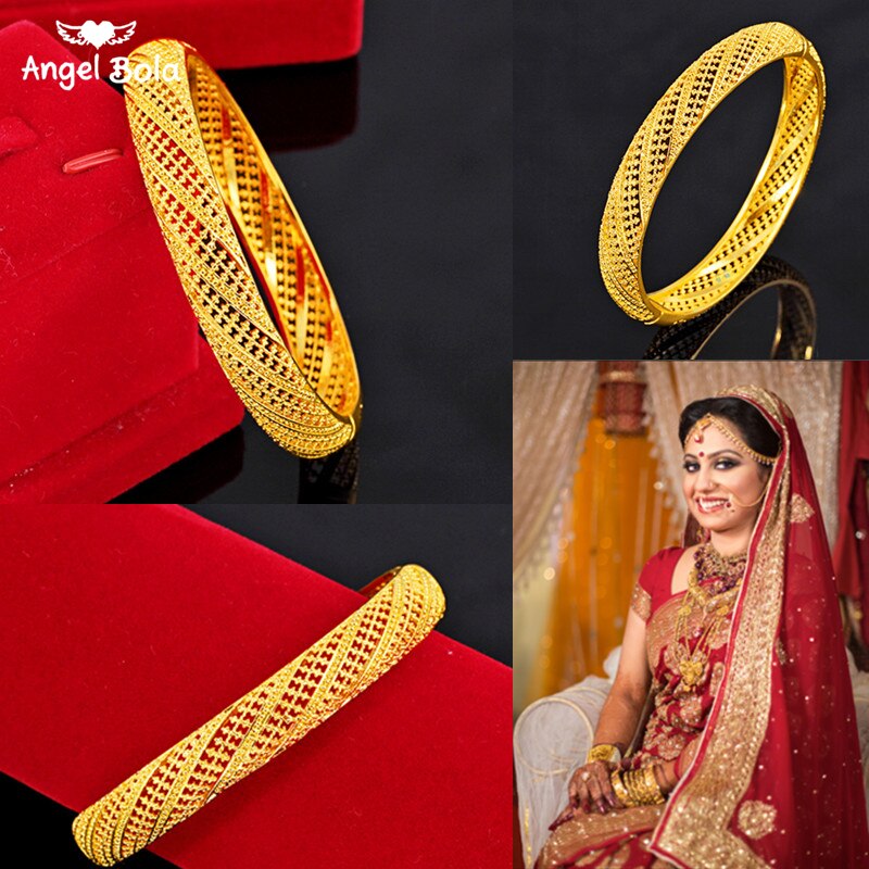 24K Gold Jewelry Indian Bangles In Bangles for Women Girlfriend Ethiopian African Dubai Bracelets Bridal Party Wedding