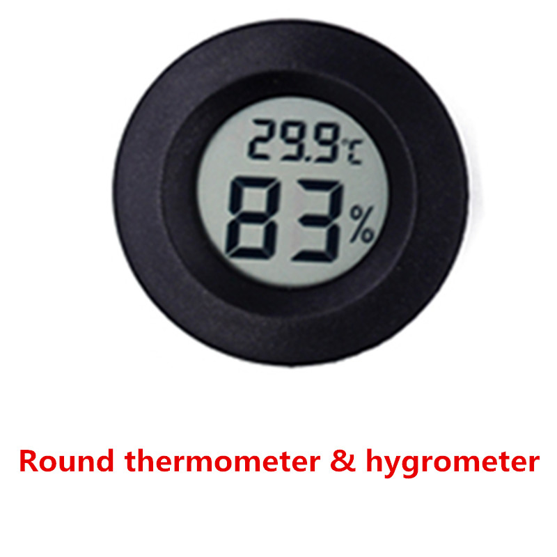 Ni type forskellige former sort/hvid sugekop/sektor/rund/mini termometer hygrometer digital lcd temperatur: Rund sort