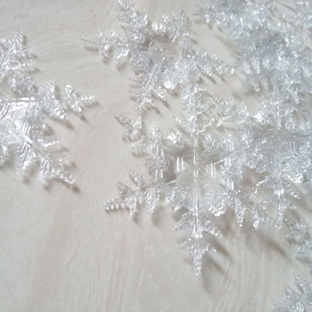 20 stks/partij Sneeuwvlok Vorm Clear Crystal Plastic DIY decoratieve Ambachtelijke Jaar Kerstboom Ornamenten Raamdecoratie