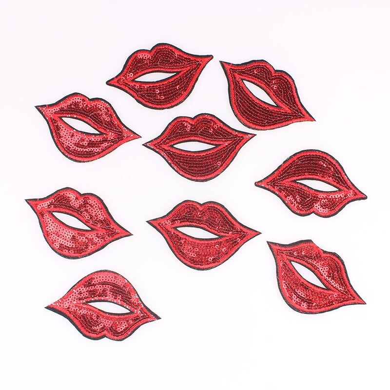 Personality Big Sexy Lips Sequin Patch Iron on Patches for Clothing Heat Transfer for T-shirt Badges Applications DIY Appliques: PE0025CT