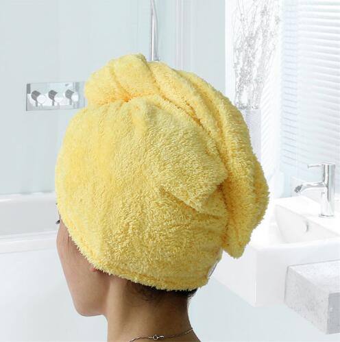 Gorro de microfibra secado rápido turbante Toalla de baño gorro de secado rápido: YELLOW