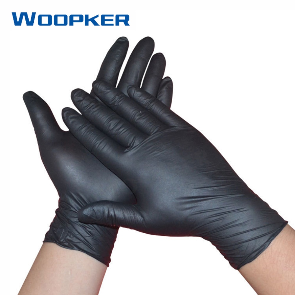 100 Stuks Wegwerp Zwarte Latex Handschoenen Schoonmaken Werk Wassen Laboratorium Rubber Latex Bescherming Handschoen