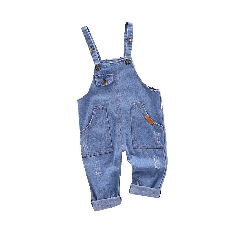Baby drengetøj efterår børn overalls børn bukser bomuld solid mønster denim bukser forårsbukser