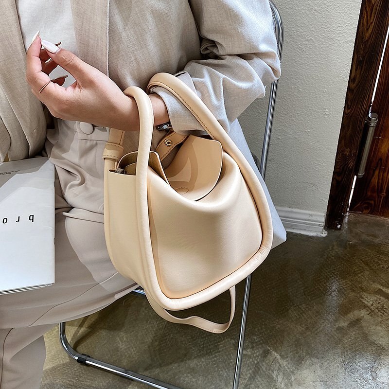 Sacos de balde de couro do plutônio da cor sólida para as mulheres 2020 verão simples senhoras crossbody ombro bolsas senhora sacos da forma