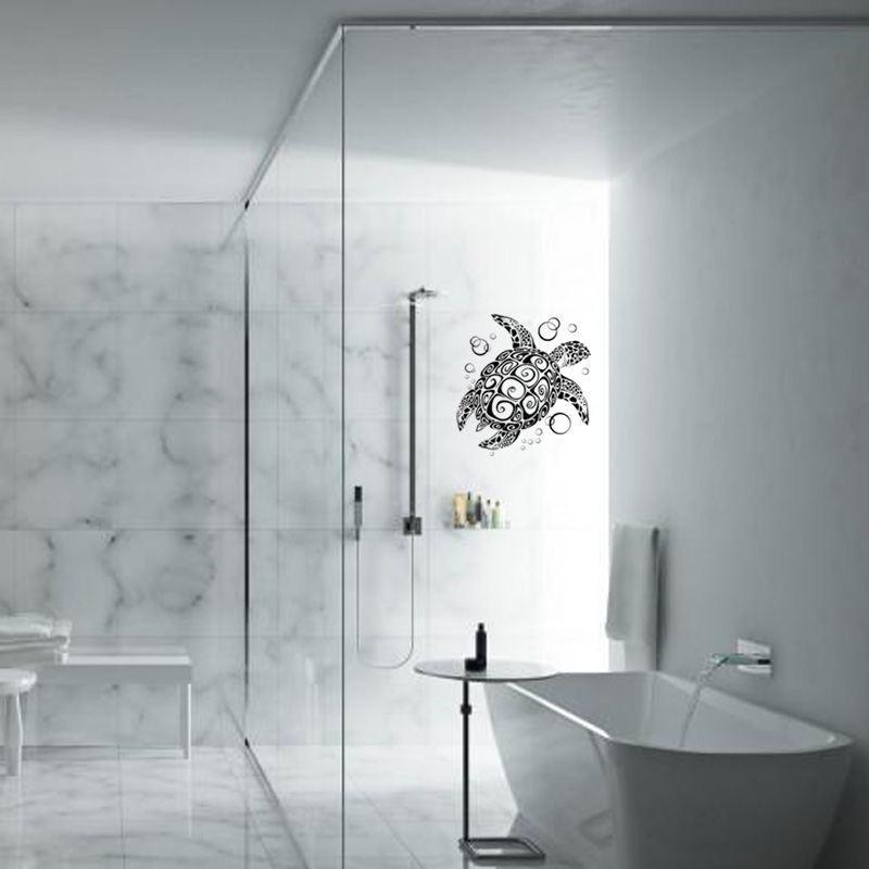 YOJA 30x27.9CM Funny Turtle Home Fecor Wall Sticker Bathroom Shower Glass Decal G2-0159