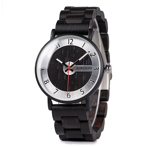 Bobo bird houten horloges herenhorloges houten band quartz horloge ideale items w *q23: Zwart horloge