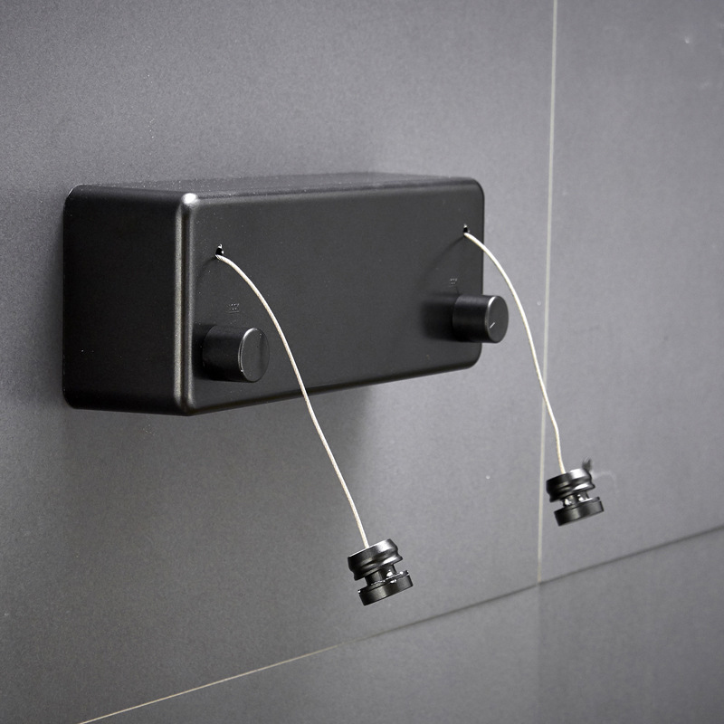 Retractable Clothesline Indoors Laundry Line with Adjustable Stainless Steel Double Rope Wall Mounted Space-Saver Drying Line