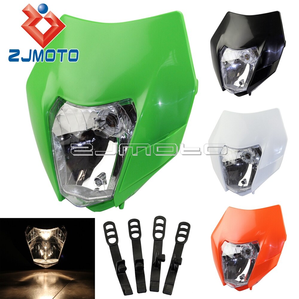 Groene Motocross Supermoto Koplamp Kuip Voor Kawasaki Klx 110 125 150 Kx 450 Kdx Kle Klr 250 Off Road Dirt fiets Koplamp