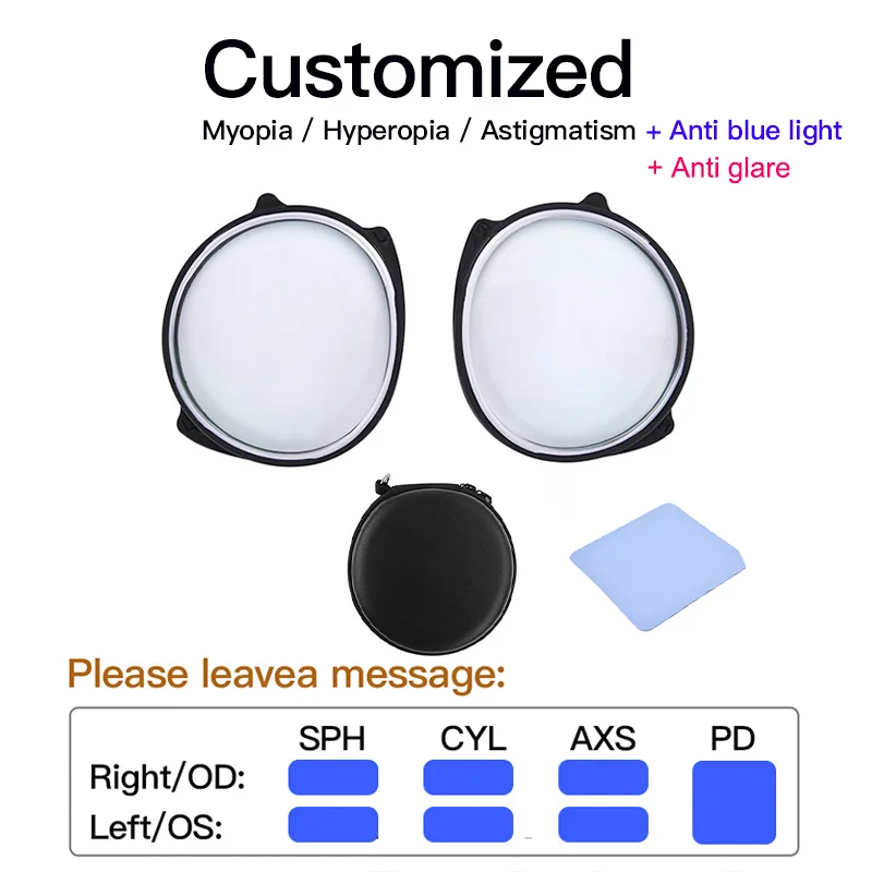 Lentes graduadas VR para Pico 4, lentes para miopía, gafas antiluz azul, montura magnética para gafas, accesorios de desmontaje rápido: Rosa
