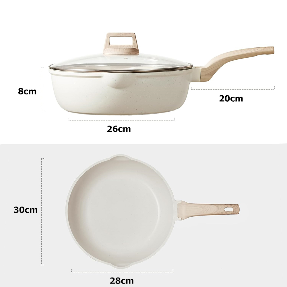 Donnor Frituurpan Met Anti-Aanbaklaag Met Deksel Gezonde Granieten Coating Jumbo Cooker Bakpan Met Giet Tuit Ei Omelet Pan Jt279: YELLOW