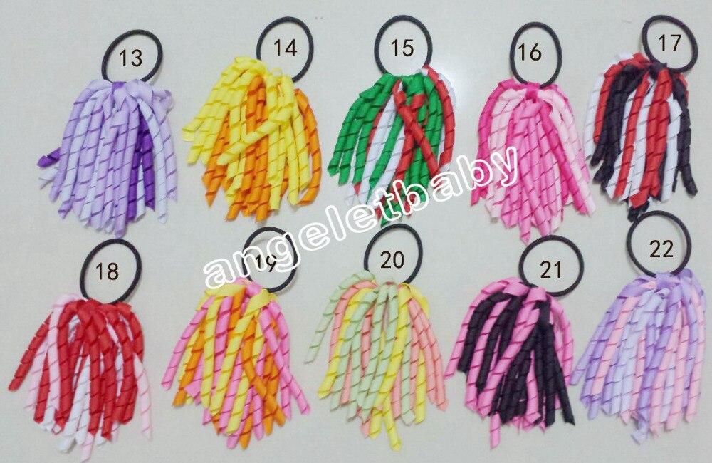 10pcs baby 5inch O A-korker Ponytail various streamers hair bows with elastic corker Curly ribbon hair bobbles Accessories PD002