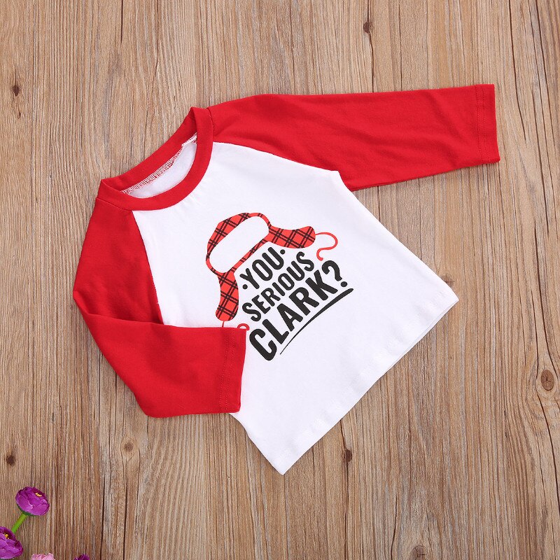 Vêtements de noël printemps-automne pour bébés, hauts à manches longues, cousus en couleur, col rond, impression de lettres, pour petit garçon et fille