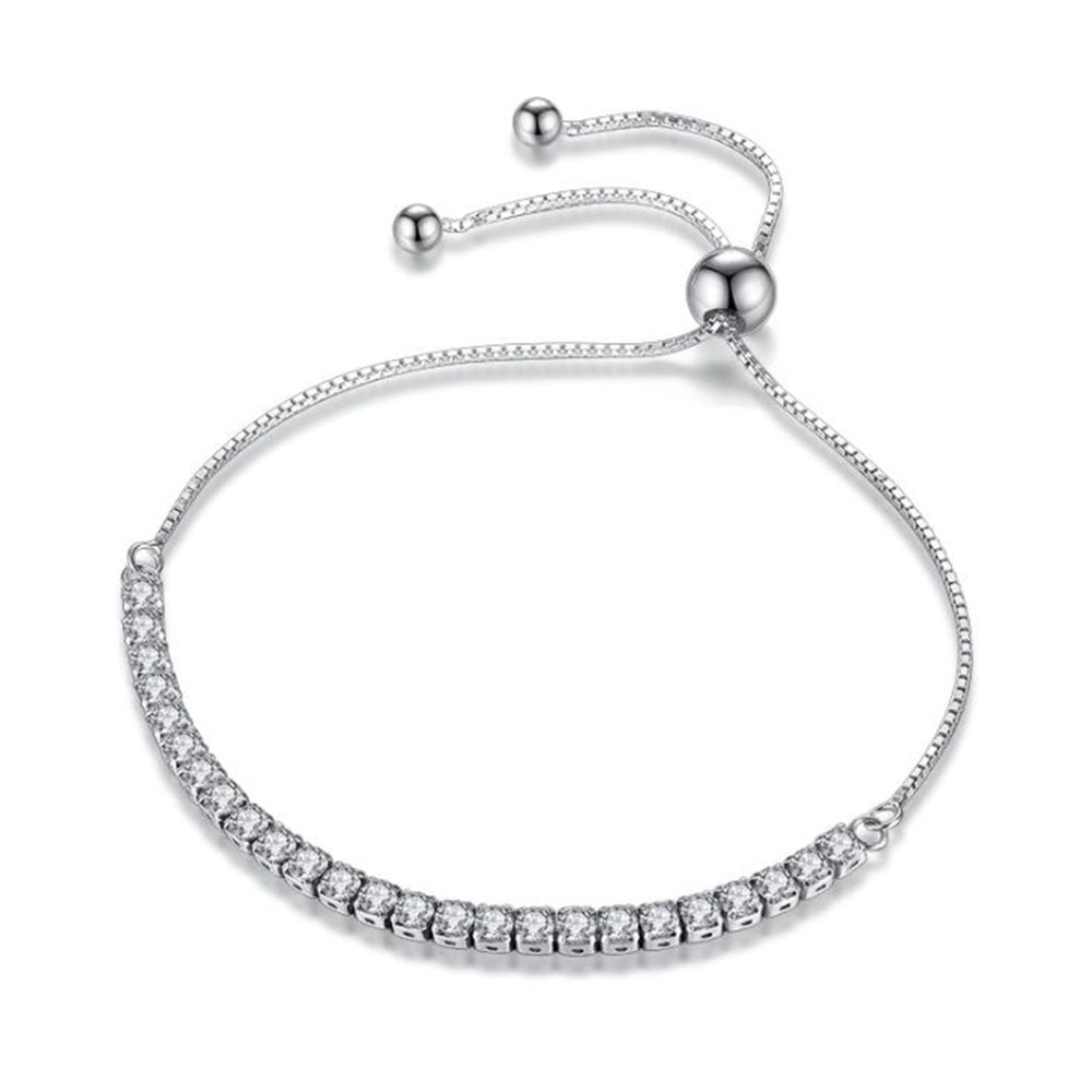 NEHZY-pulsera de plata S925 para mujer, joyería de , retro, simple, Circonia cúbica, redonda, longitud 28CM, ajustable