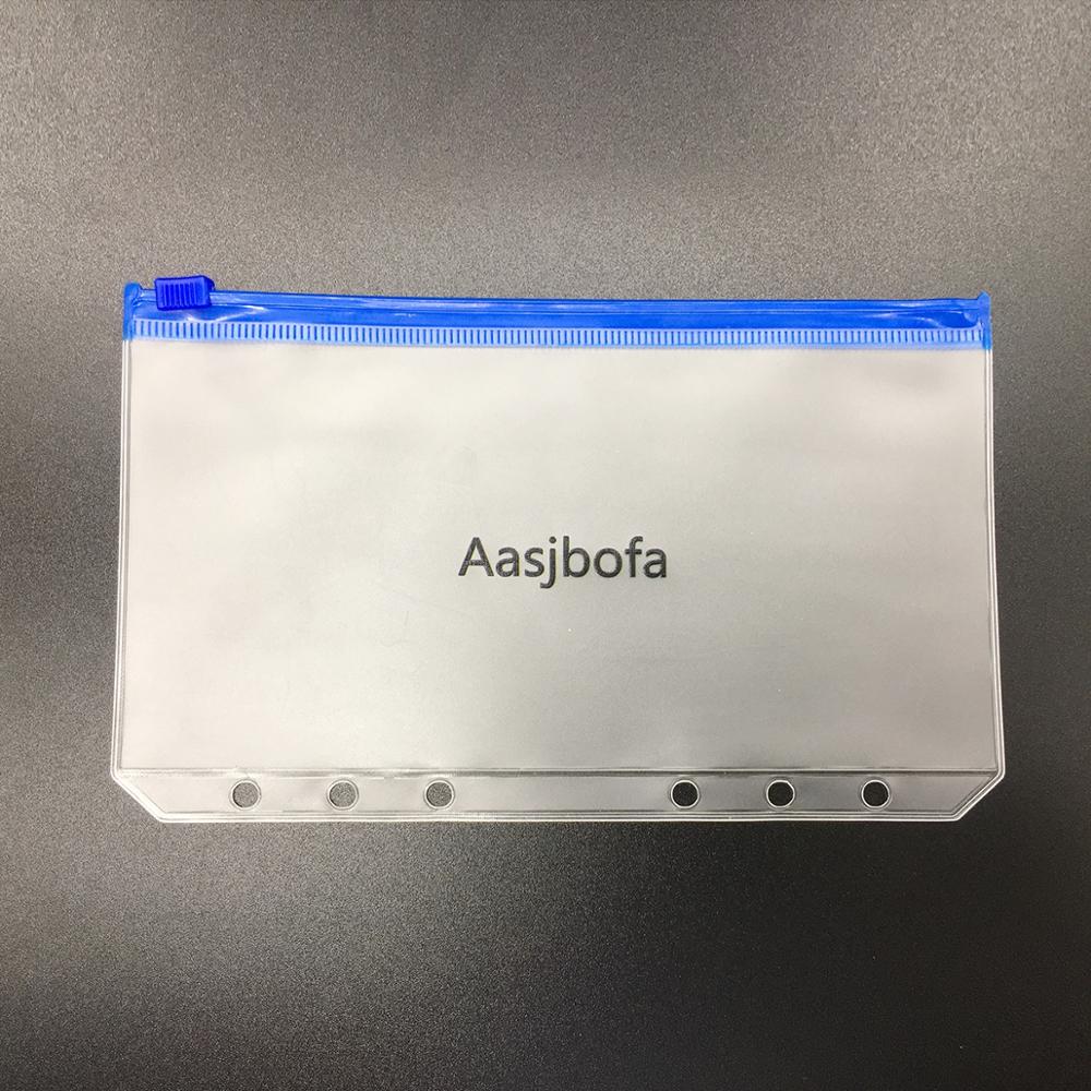 Aasjbofa bindelommer  a5/a6 bindemiddel løs bladpose klare lynlåsmapper til 6- ring notesbog bindemiddelpose dokument arkivering poser