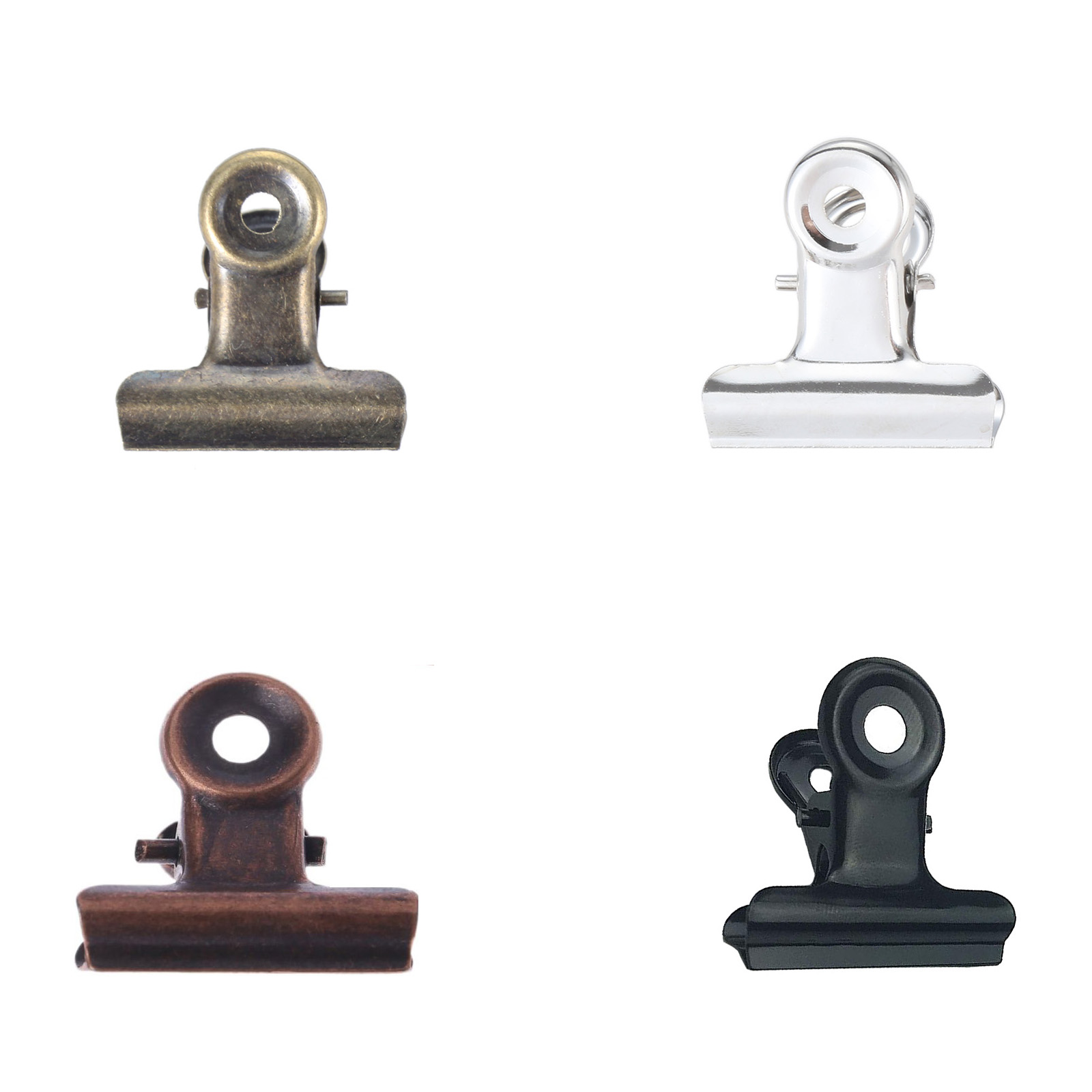 10Pcs Metal Round Grip Clips Bulldog Clip Ticket Paper Stationery Clip For Tags Bags Document Binder Clip Photo Clamp 32x30mm