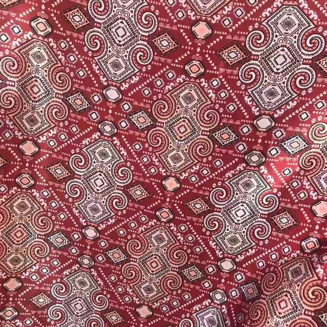 Etnische Print Satijn Zachte Stof Diy Materiaal Voor Ambachtelijke Lint Sjaal