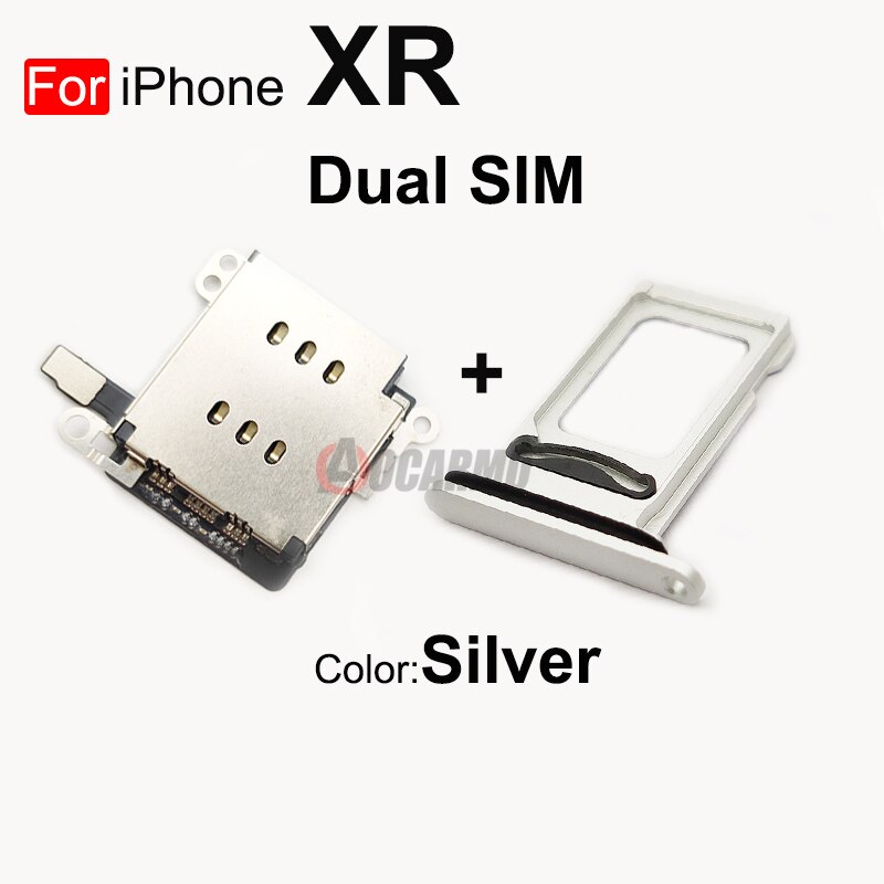 Aocarmo 1Set Voor Iphone Xr Dual Sim Card Reader Flex Kabel + Sim-kaart Lade Houder Slot Adapter Reparatie deel