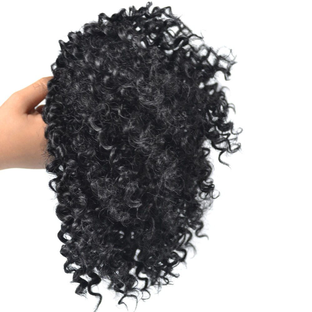 Jeedou sort farve afrikansk hår knold chignon hårtilbehør krøllet hår syntetisk scrunchie wrap damehår hestehale: Default Title