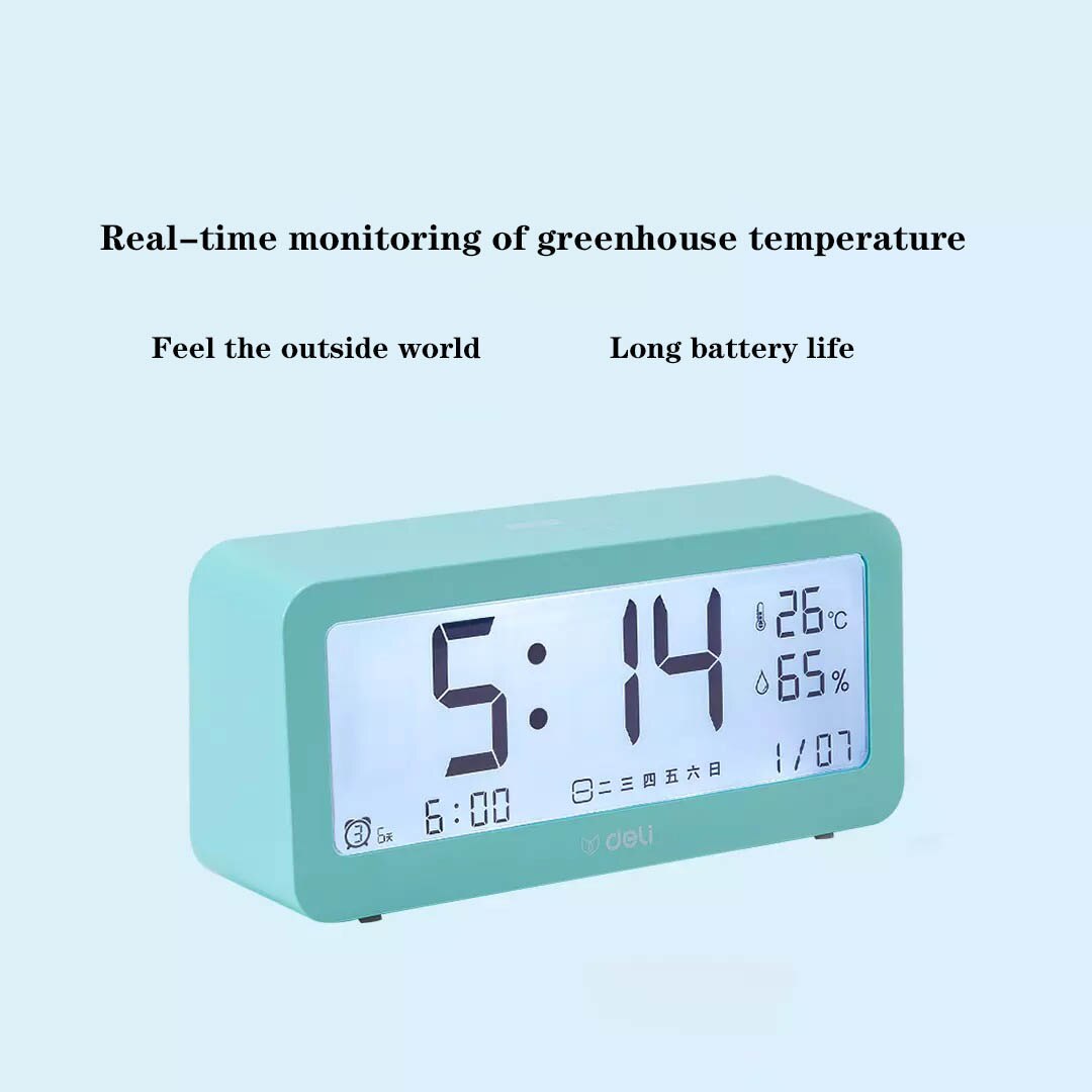 Xiaomi LED Electronic Alarm Clock Digital Clock Temperature and Humidity Monitoring With Backlight Touch ABS 3-color deli Made