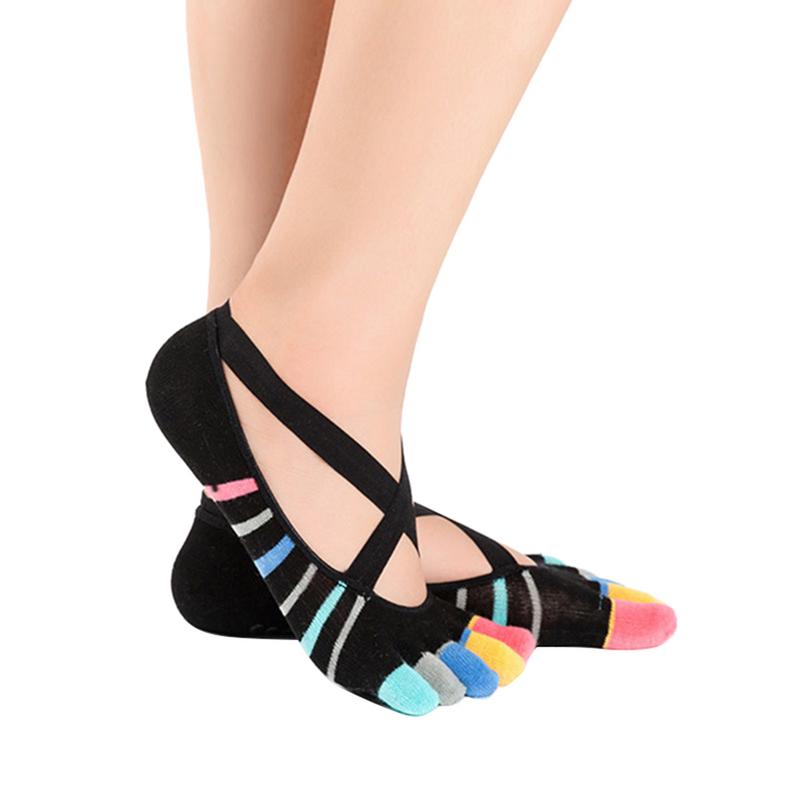 Women's Cotton Toe Socks - Breathable, Deodorant, Striped Pattern - Yoga & Casual Wear