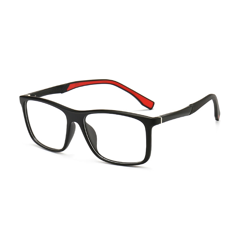 TR90 Sport Eyeglasses Big Vision Men Women Aluminum Magnesium Optical Spectacle For Prescription Glasses Frame Myopia Reading: Matt Black Red