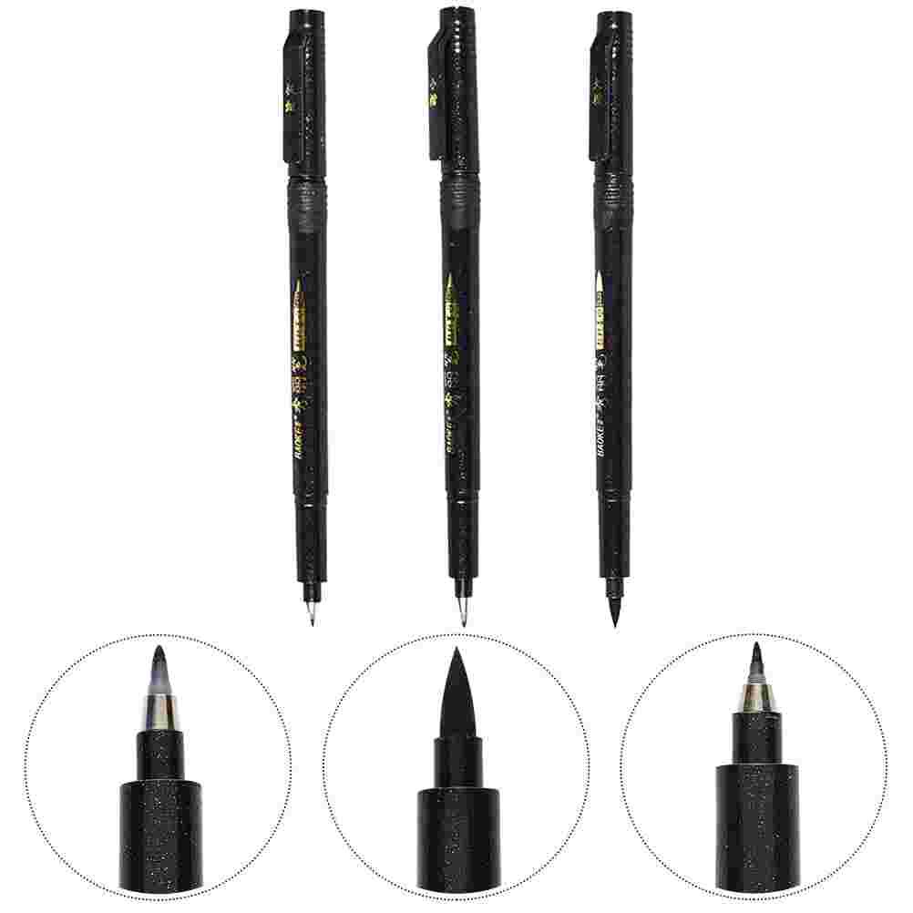 3 Sets Van Schrijven Beoefenen Pennen Studenten Borstel Pen Kalligrafie Pennen (Zwart)