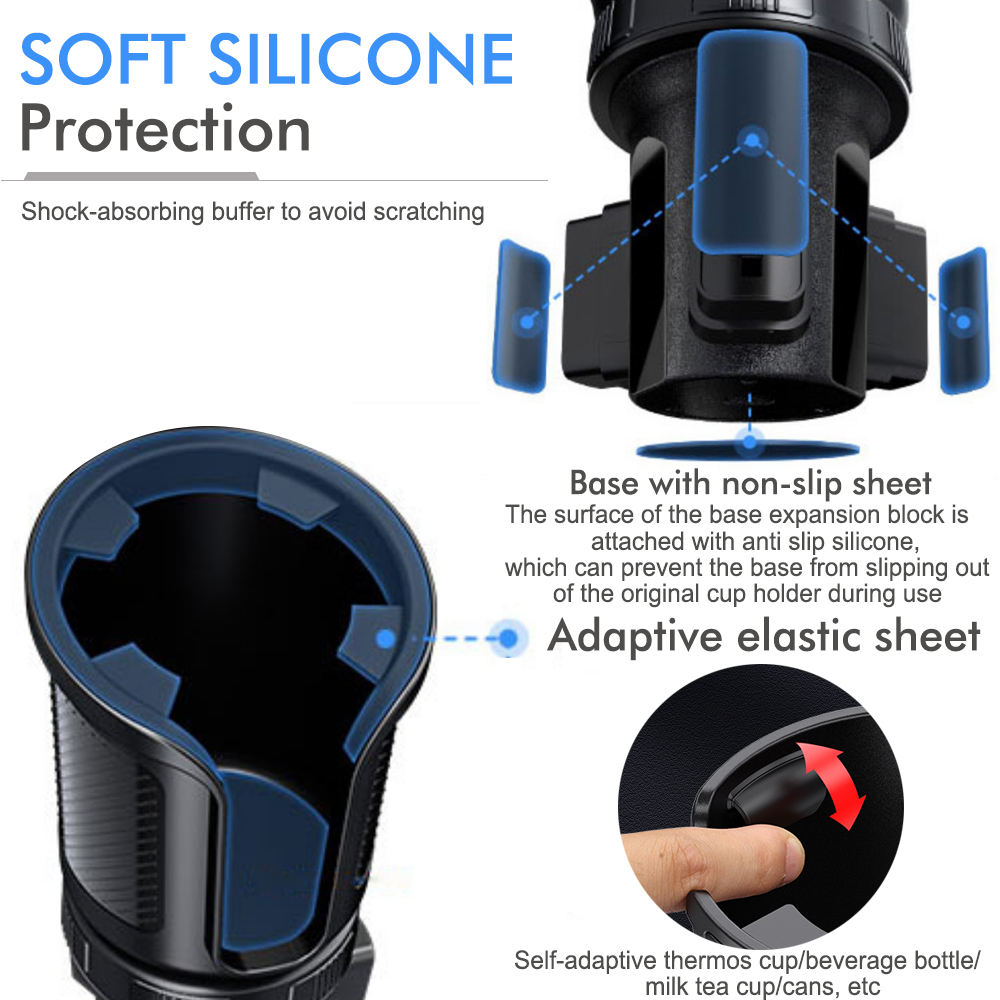 Carro Cup Holder Expander Celular Mount, 360 ° Rotação Cup Holder, Smartphones Mount, Auto Acessórios Interior