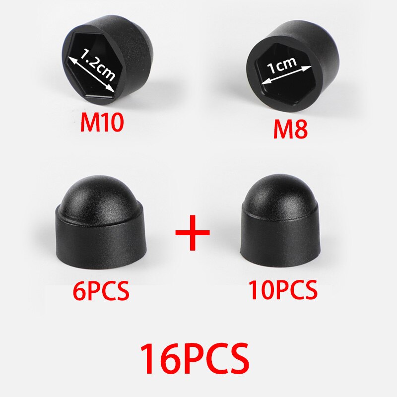 M8 M10 Plastic Metric Dome Bolts Nuts Head Protection Caps for Geely Emgrand X7 EC7 Atlas Boyue CK2 GC6 Parts LC Accessories: 16pcs black