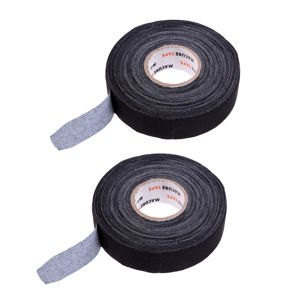 2 Roll Premium Doek Hockey / Lacrosse Stick Tape Roll, 1 Inch X 25yds Zwart
