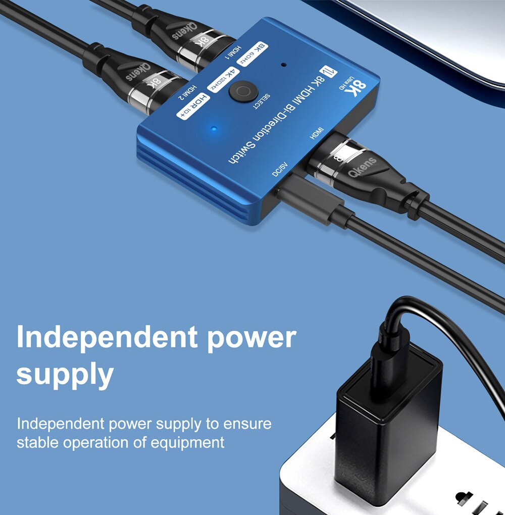 8K 2x1 Switch HDMI 2.1 Two-way Bi-direction Switch HDR10 4K@120Hz HDMI Switcher 2x1 1x2 Splitter for PS5 PS4 PS3 Xbox PC To TV