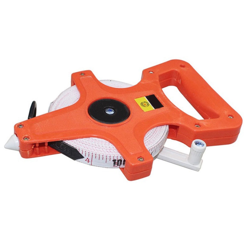 TOP 1Pc 30M/100ft Meter Open Reel Fiberglass Tape Measure Inch Metric Scale Impact Resistant Plastic Measure Tools