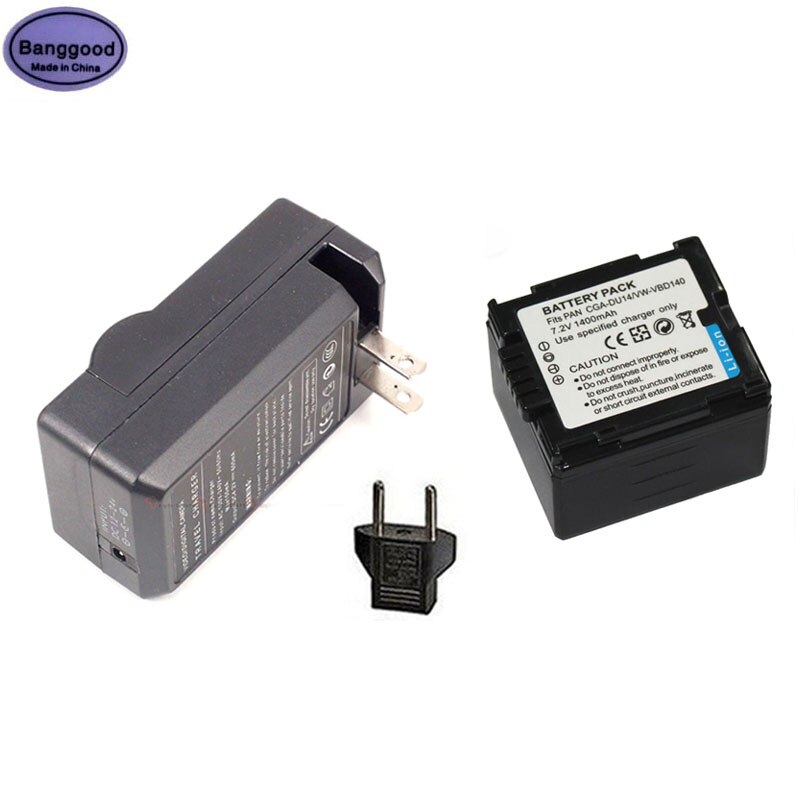 7.2V 1400mAh VW-VBD140 VWVBD140 Camera Battery + AC Charger For PANASONIC VW-VBD210 VBD070 VBD120 CGA-DU21 DU06 DU07 DU12 DU14