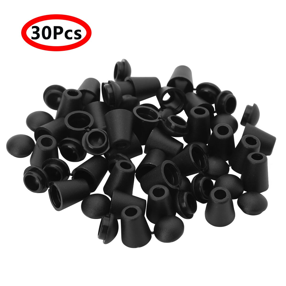 30 stuks koordstopper met afsluitbaar deksel, kunststof clip voor paracord, kleding, tassen, sportkleding, schoenen en accessoires: Zwart