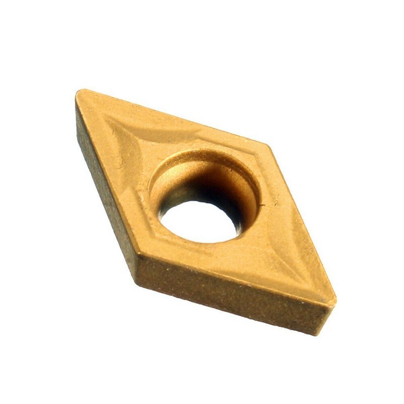 10Pcs DCMT070204 YBC251 Blades Gold Carbide Inserts CNC Lathe Cutter for Lathe Turning Tool Boring Bar