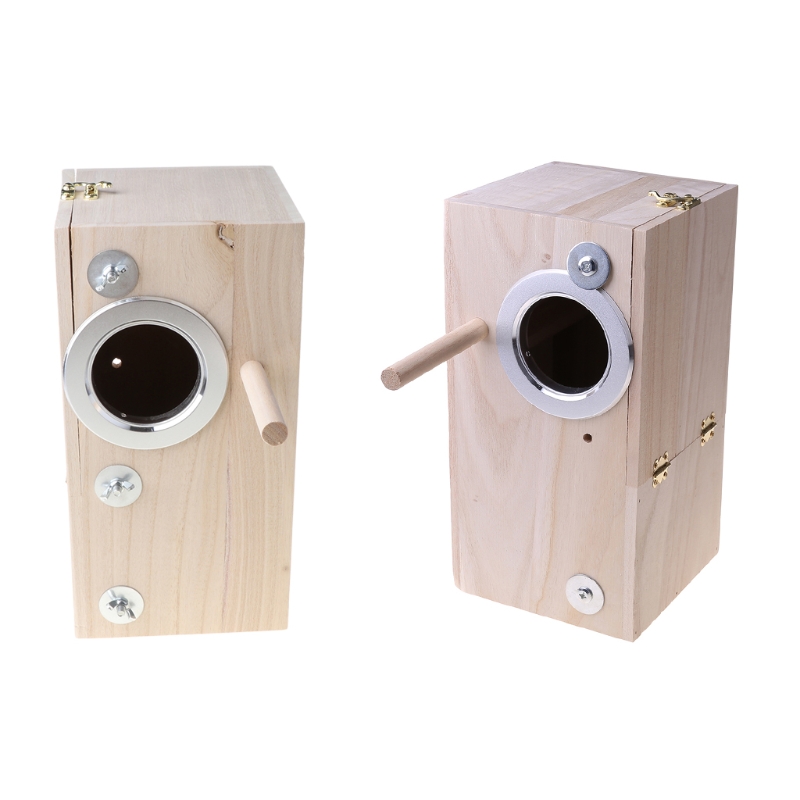 Wooden Bird Nesting Breeding Box House Parakeet Mating Case with Clear Window for Cockatiel Finch Canaries Lovebird Parrotlet