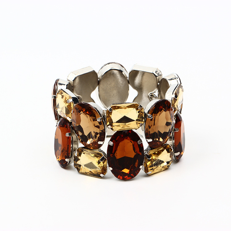 Prachtige brede elastische bruidsarmband met strass-steentjes: Oranje