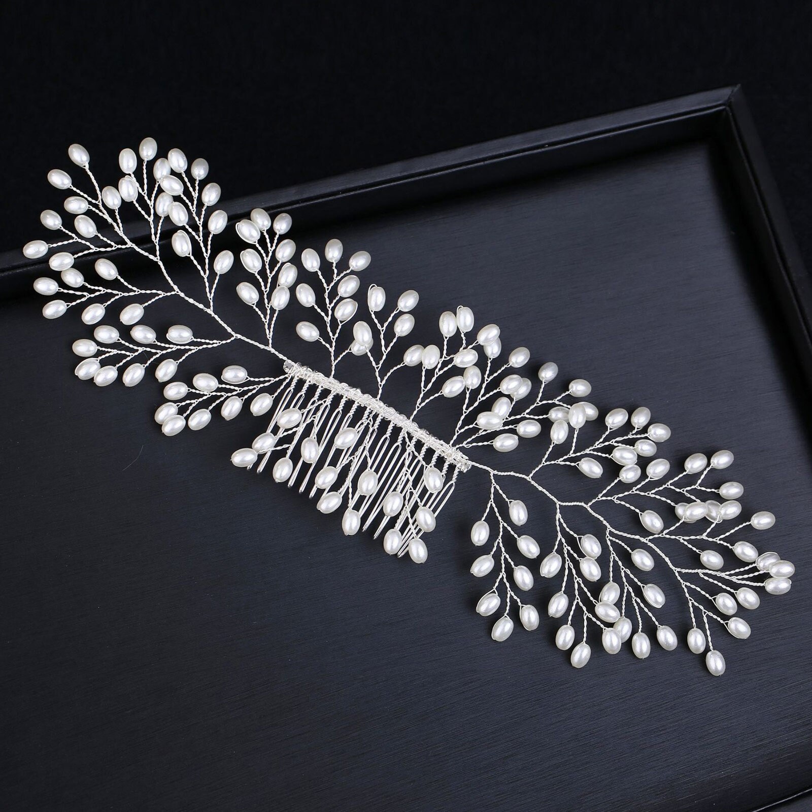 Bridal Wedding Hair Comb Handmade Pearls Headpiece Hair Pins Hair Accessories for Brides Bridesmaids Women Girls Wedding Dresses